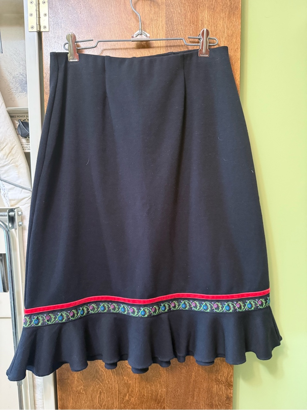 Hanna Andersson Black A-Line Skirt with Embroidered Trim